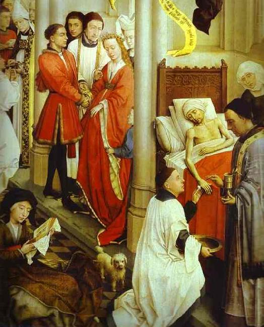 Rogier van der Weyden Altarpiece.Ordination Sweden oil painting art